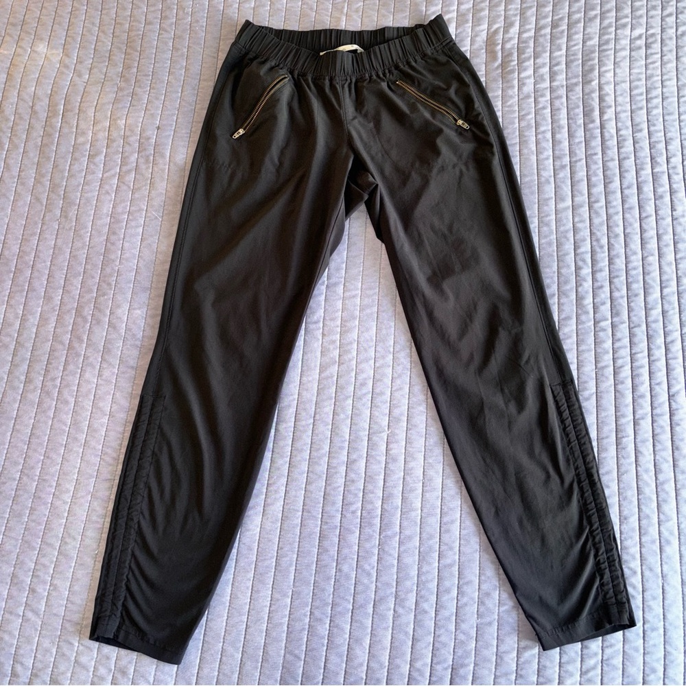 Athleta Mid Rise Black Joggers with Zipper Accents
